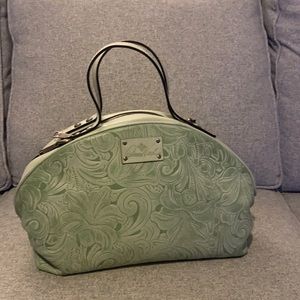 Patricia Nash White Waxed Tooled Satchel